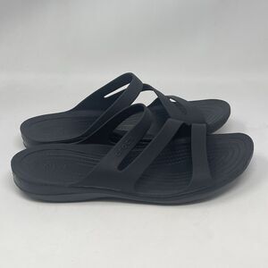 Crocs Swiftwater Sandals Womens 10 Black Slip On Slides Summer Beach Comfort